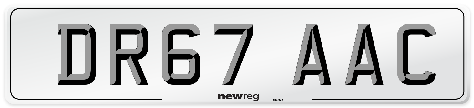 DR67 AAC Number Plate from New Reg